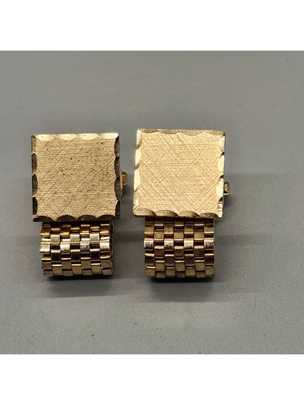 Gold-Toned Foster Retro Square Mesh Cufflinks For Men